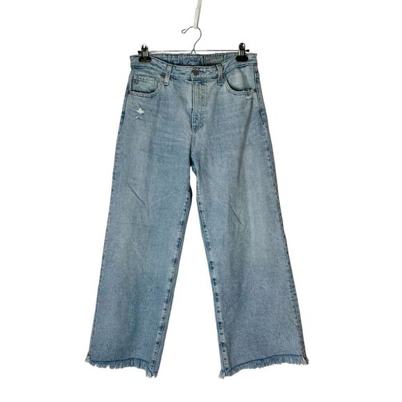 AG Adriano Goldschmied Saige Wide Leg Crop High Rise Jeans 30 Raw Hem Distressed - Picture 2 of 8